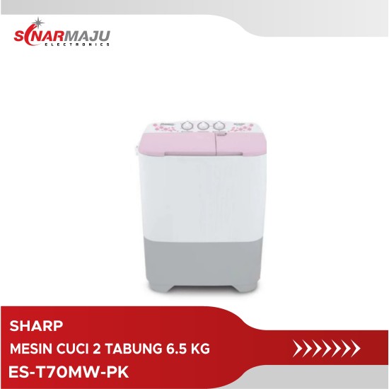 Mesin Cuci 2 Tabung Sharp 6.5 kg ES-T70MW-PK