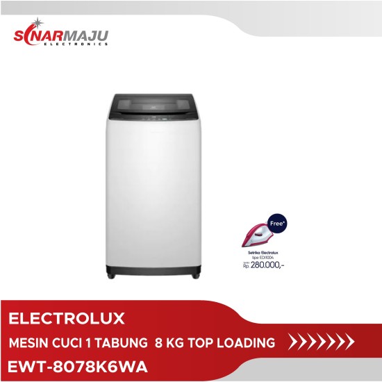 MESIN CUCI 1 TABUNG ELECTROLUX 8 KG TOP LOADING EWT-8078K6WA