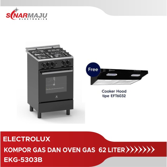 Kompor Gas Freestanding dan Oven Gas Electrolux 62 Liter EKG-5303B FREE EFT-6032