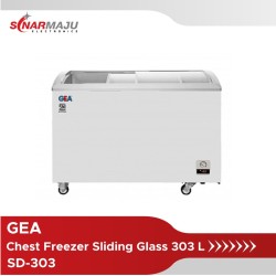 Chest Freezer Sliding Curve Glass Gea 330 Liter SD-303