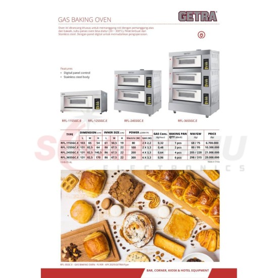 GAS BAKING OVEN PEMANGGANG ROTI GETRA RFL-24SSGC-E