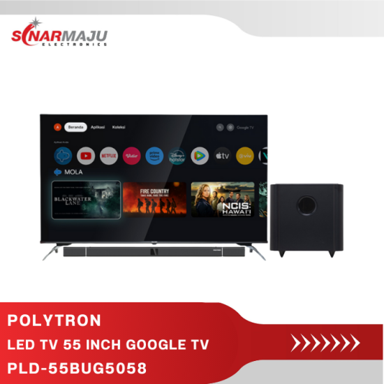 LED TV 55 INCH POLYTRON 4K UHD GOOGLE TV SOUNDBAR PLD-55BUG5058