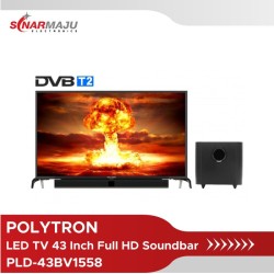 LED TV 43 Inch Polytron Full HD Cinemax Soundbar + Sound Wave PLD-43BV1558