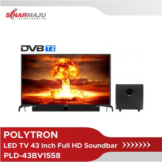 LED TV 43 Inch Polytron Full HD Cinemax Soundbar + Sound Wave PLD-43BV1558