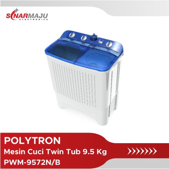 Mesin Cuci 2 Tabung Polytron 9.5 Kg Twin Tub PWM-9572N/B