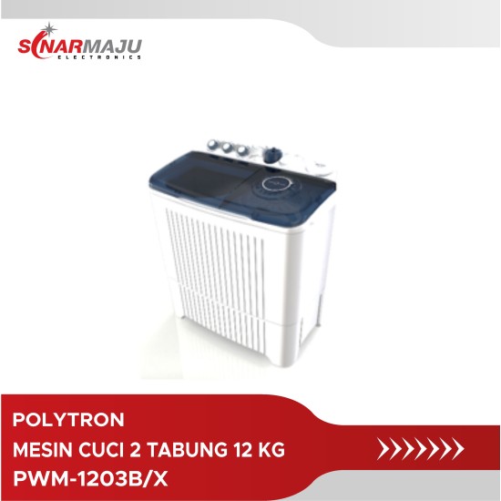 Mesin Cuci 2 Tabung Polytron 12 KG Top Loading PWM-1203B/X