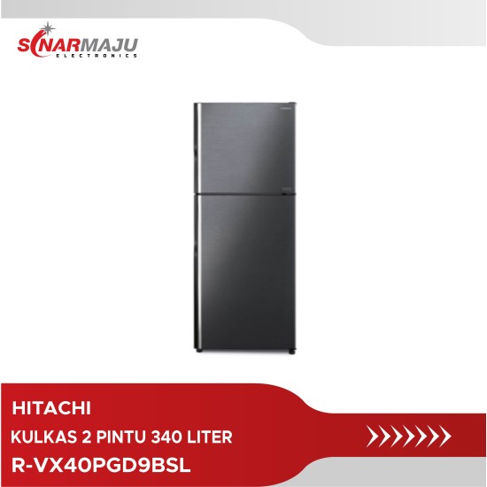 Kulkas 2 Pintu Hitachi 340 Liter R-VX40PGD9BSL