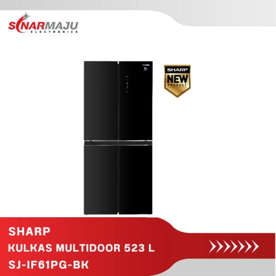 Kulkas MultiDoor Sharp 523 Liter Inverter Plasmacluster SJ-IF61PG-BK