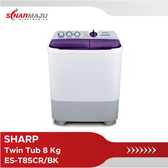 Mesin Cuci 2 Tabung Sharp 8 Kg Twin Tub ES-T85CR/BK