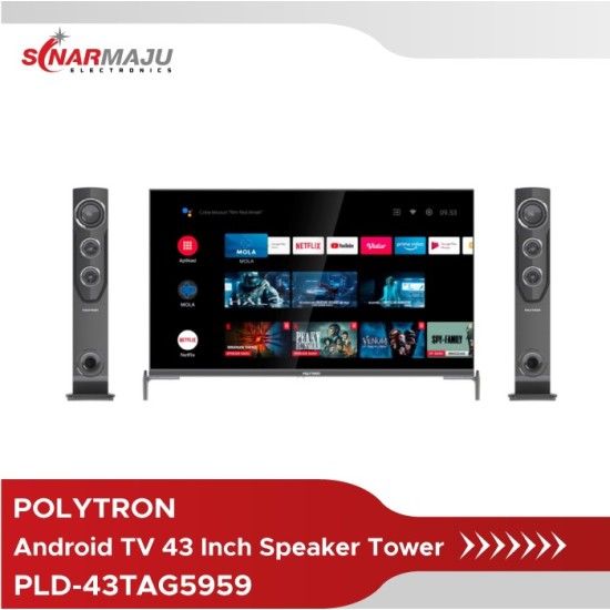 LED TV 43 Inch Polytron Full HD Android TV Speaker Tower PLD-43TAG5959