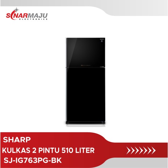 Kulkas 2 Pintu Sharp Big Refrigerator 510 Liter Grand Vetro II SJ-IG763PG-BK