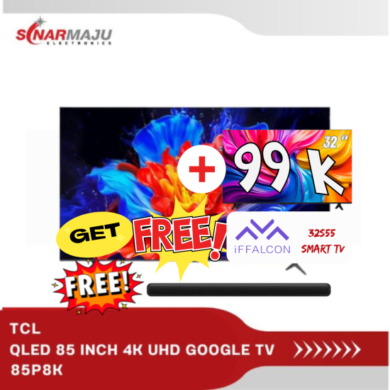 QLED TV 85 INCH TCL 4K UHD GOOGLE TV 85P8K