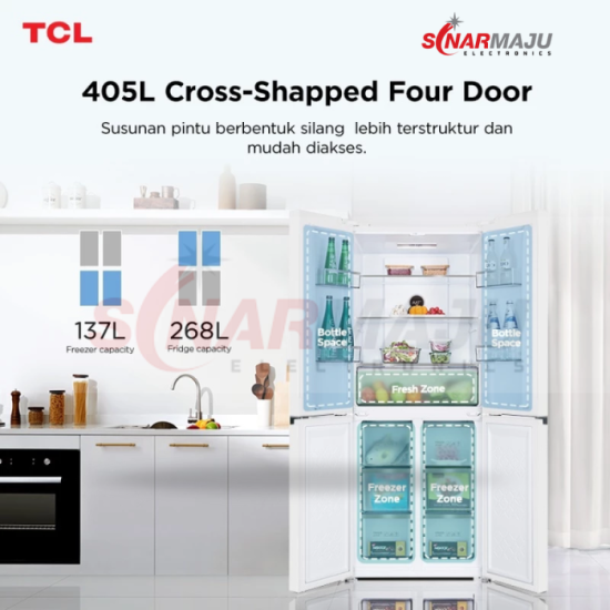 KULKAS MULTIDOOR TCL INVERTER 430 LITER P510CD