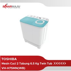 Mesin Cuci 2 Tabung Toshiba 6.5 Kg Twin Tub VH-H75MN(WB)