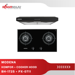 GAS HOB 2 TUNGKU MODENA KOMPOR TANAM BH-1725 ACBK + EXHAUST HOOD ESILE MODENA PX-0711 DBBK